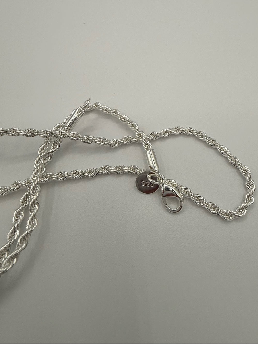 925 18” Sterling Silver Rope Chain Necklace Classic Distinctive Elegant Chic